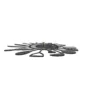 A multi-tool kit with various black attachments arranged in a circular layout on a white background.