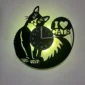 Black cat-shaped wall clock with glowing LED lights and "I ❤️ Cats" text on the tail.