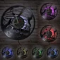 Wall clock with music-themed design, featuring colorful LED backlighting in red, green, blue, purple, and yellow against a brick wall backdrop.