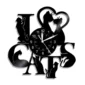 Black wall clock with a "I Love Cats" design, featuring silhouettes of cats integrated with the letters.