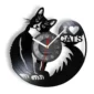 Vinyl record wall clock featuring a black cat design with the words "I ❤️ Cats.