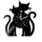Wall clock featuring silhouettes of two cats with intertwined tails.