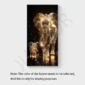 Illuminated art of two elephants made of wireframe lights against a dark background. Text at the bottom gives a note about frame color selection and display purposes.