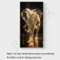 A digital art piece depicting a golden, glittering elephant on a black background with star-like sparkles.