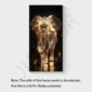 A digital art piece featuring a glowing elephant made of interconnected golden lights on a dark background.