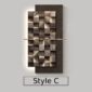 Geometric textured wall panel with a wooden checkerboard pattern and ambient backlighting. Marked "Style C.